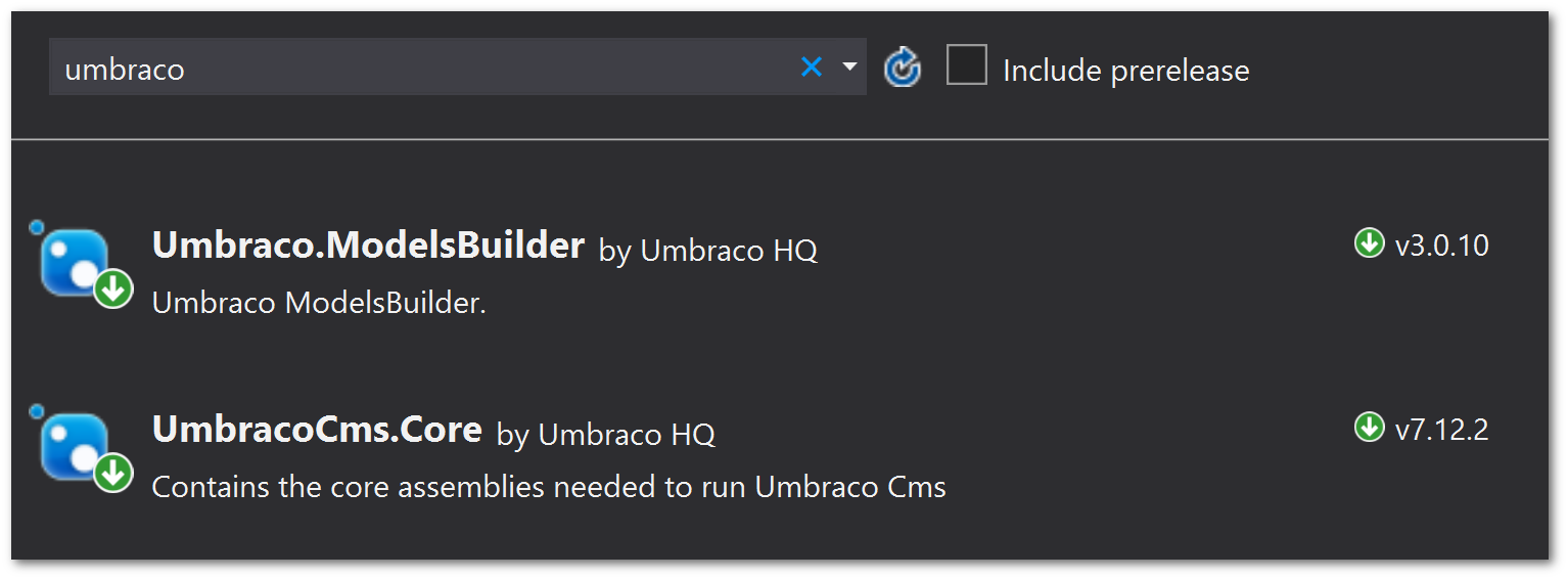 Installing Umbraco Nuget