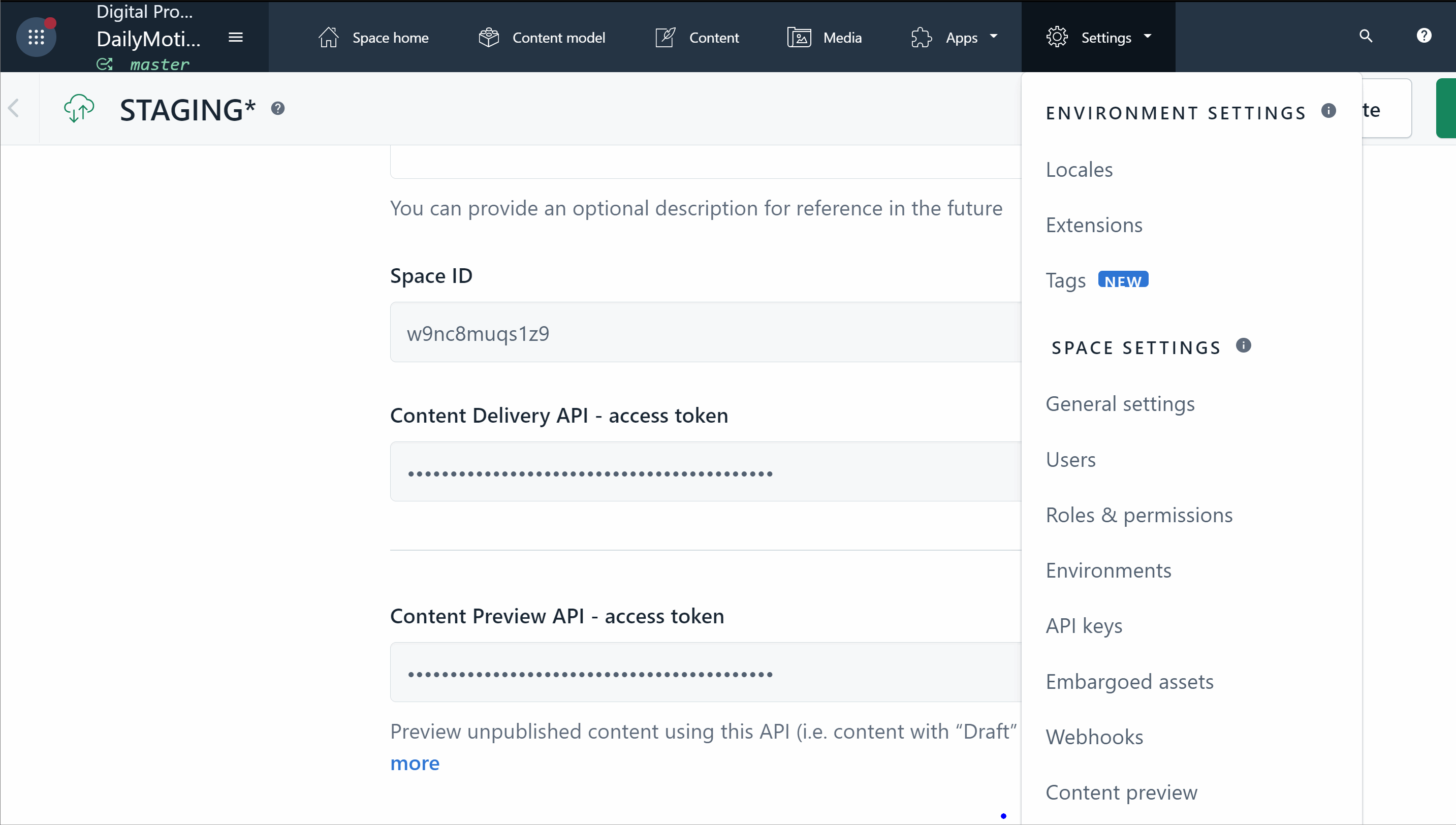 Setting preview in ContentFul