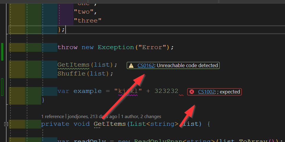 Visual Studio 2022 Inline Errors